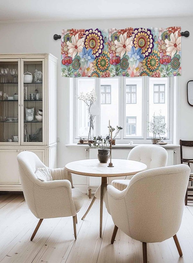 LooPoP Valance for Windows Bohemian Floral Curtains Valances Boho Flowers Colorful Plant Short Curtains Rod Pocket Window Treatment for Kitchen Living Room Bedroom Bathroom Cafe Decor 1 Panel 54x18 Inch - Image 3